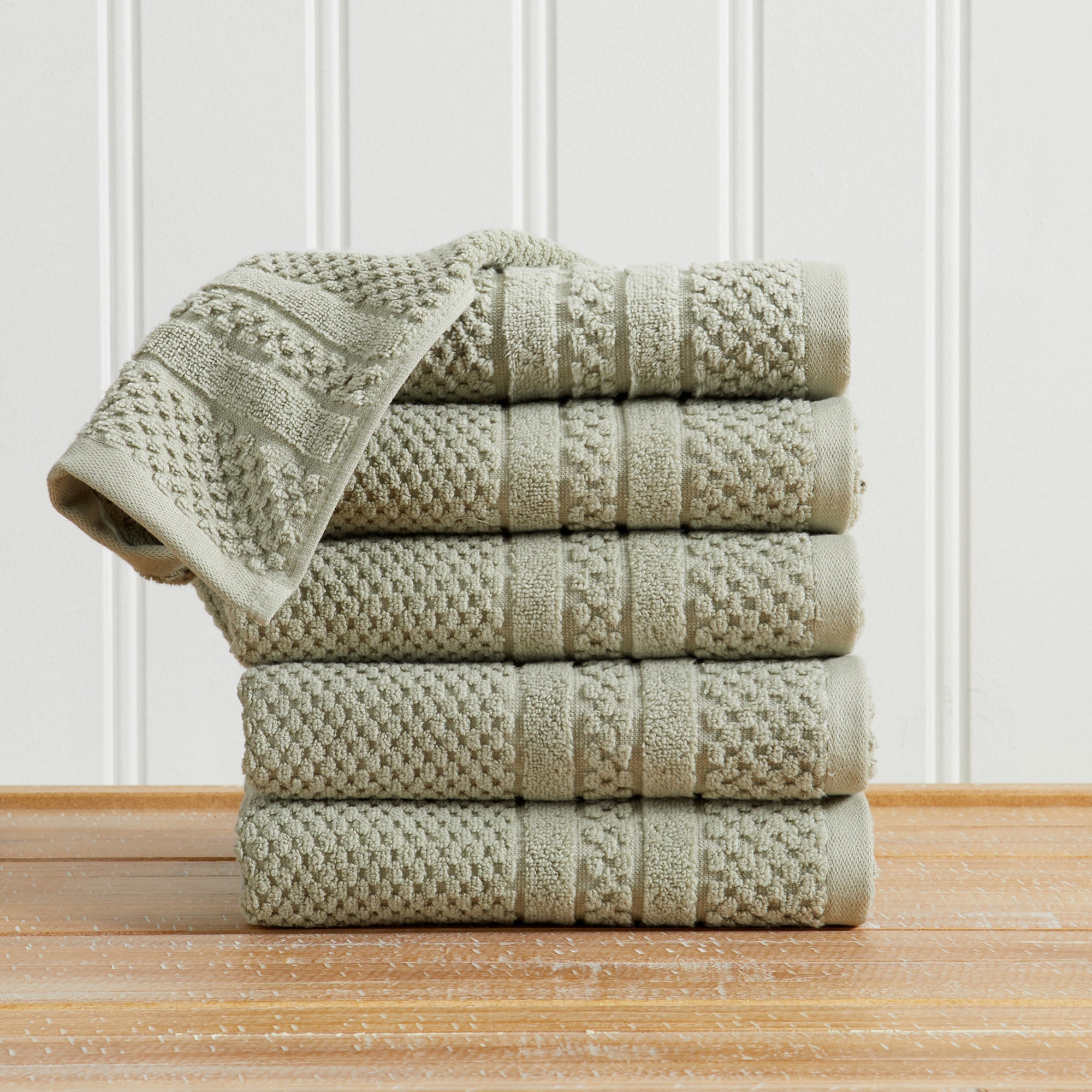 Checkered Jacquard Bath Towel Set — Modern Woven Texture | Solid Color