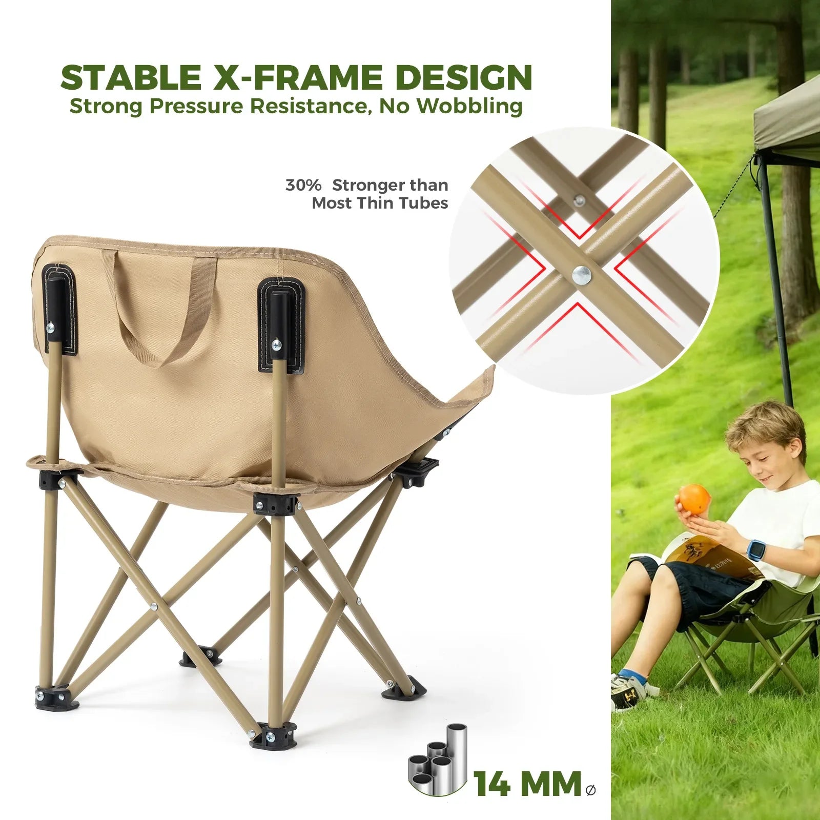 Folding Camping Chair — 1-Second Setup, 600D Oxford, 120kg Capacity | Adult & Kids