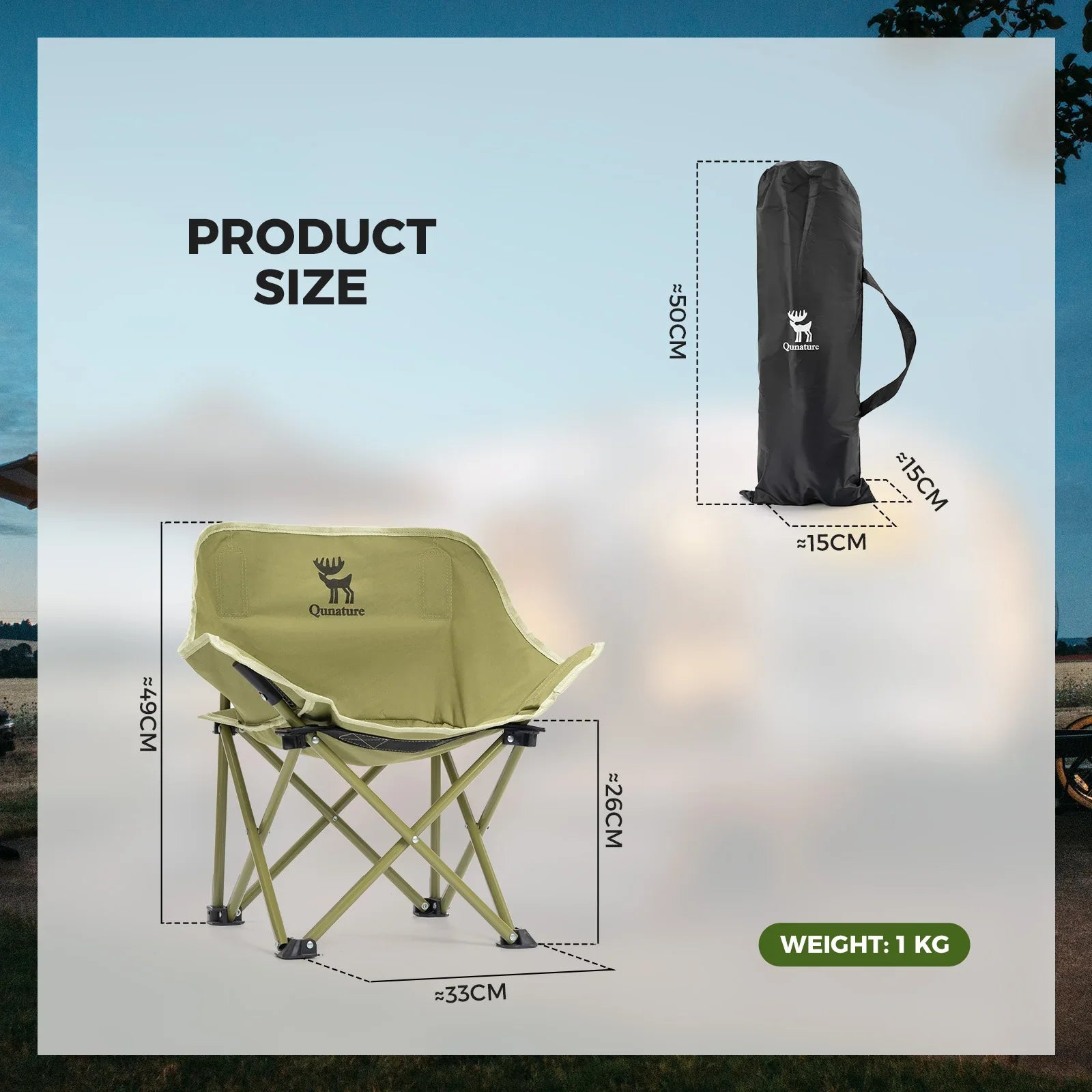 Folding Camping Chair — 1-Second Setup, 600D Oxford, 120kg Capacity | Adult & Kids