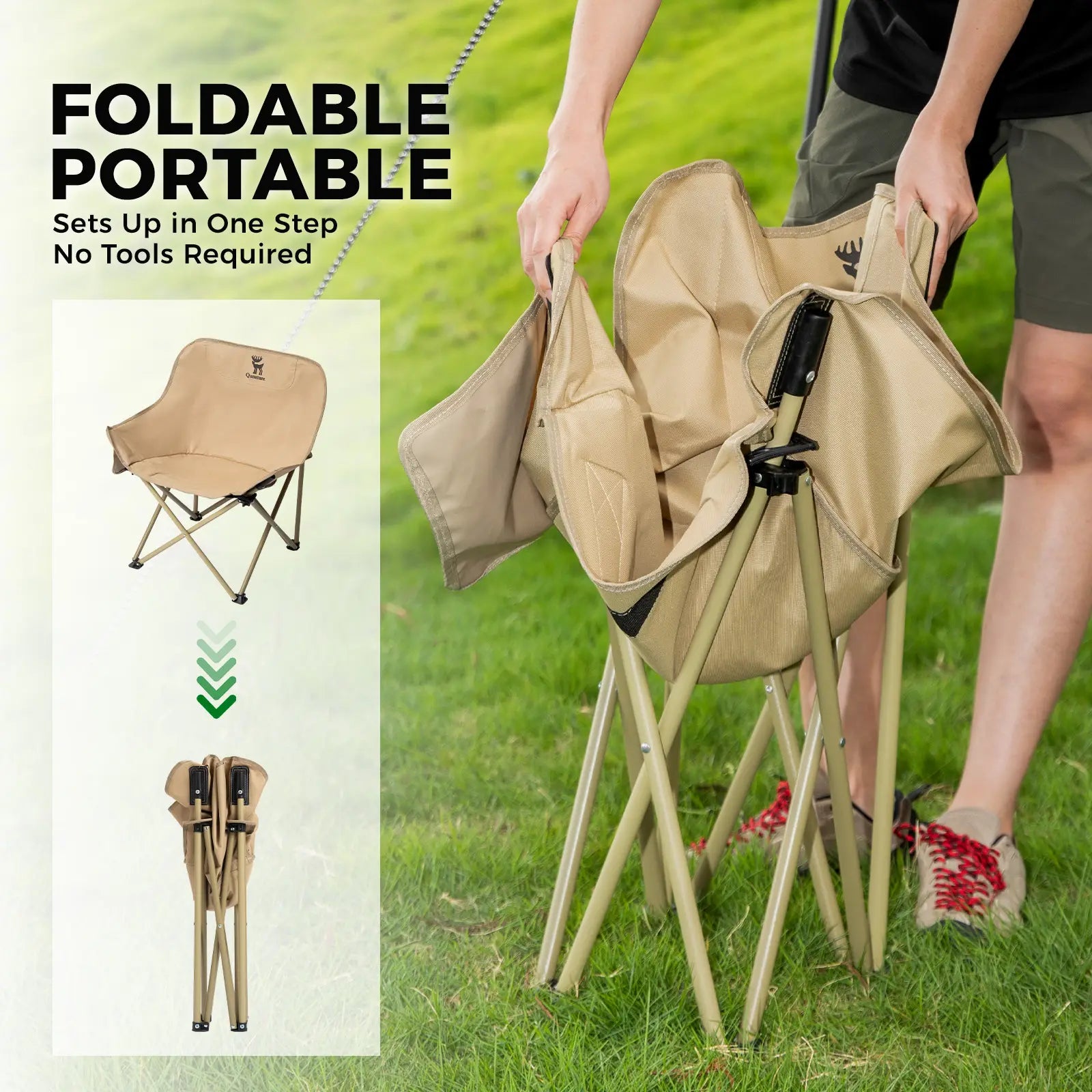 Folding Camping Chair — 1-Second Setup, 600D Oxford, 120kg Capacity | Adult & Kids
