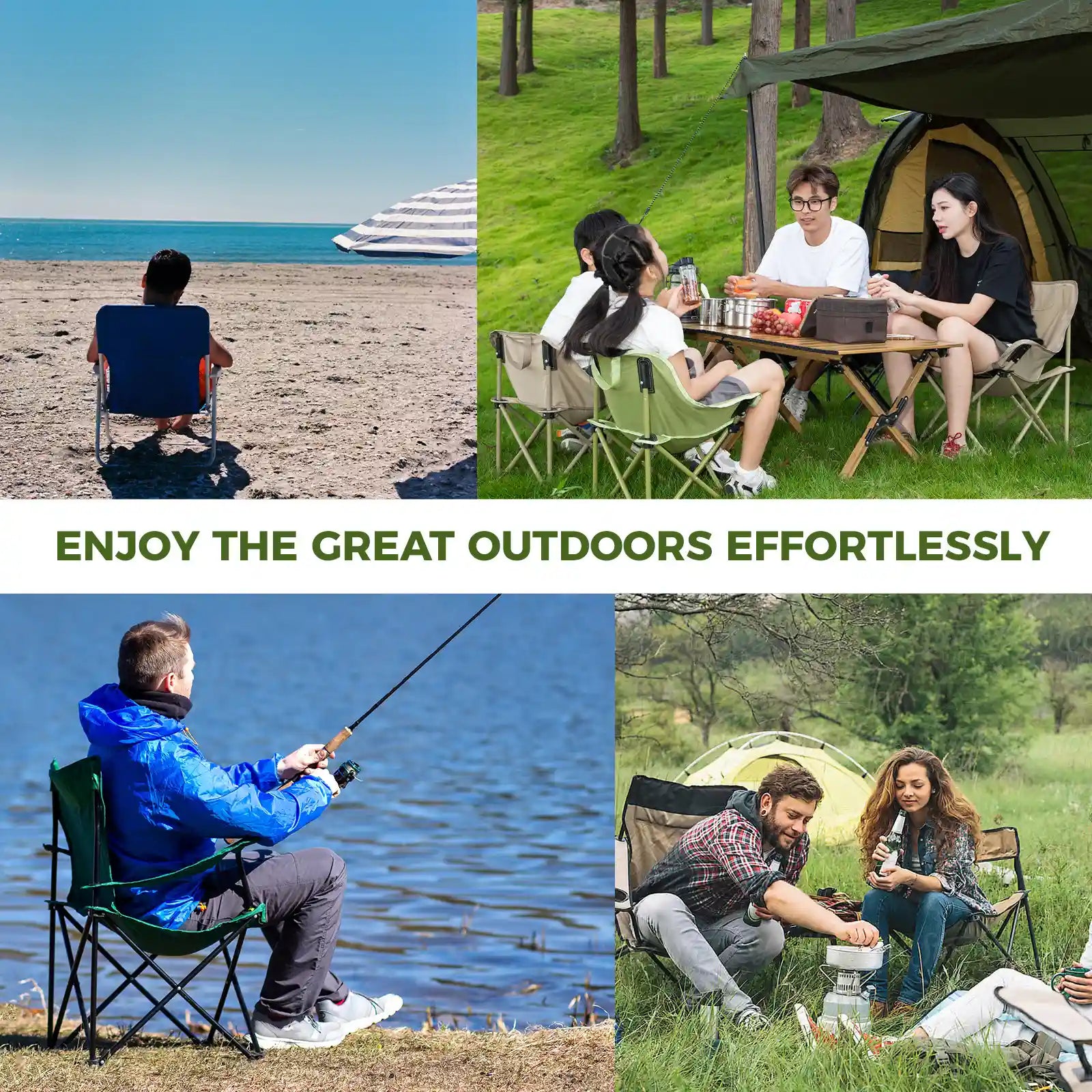 Folding Camping Chair — 1-Second Setup, 600D Oxford, 120kg Capacity | Adult & Kids