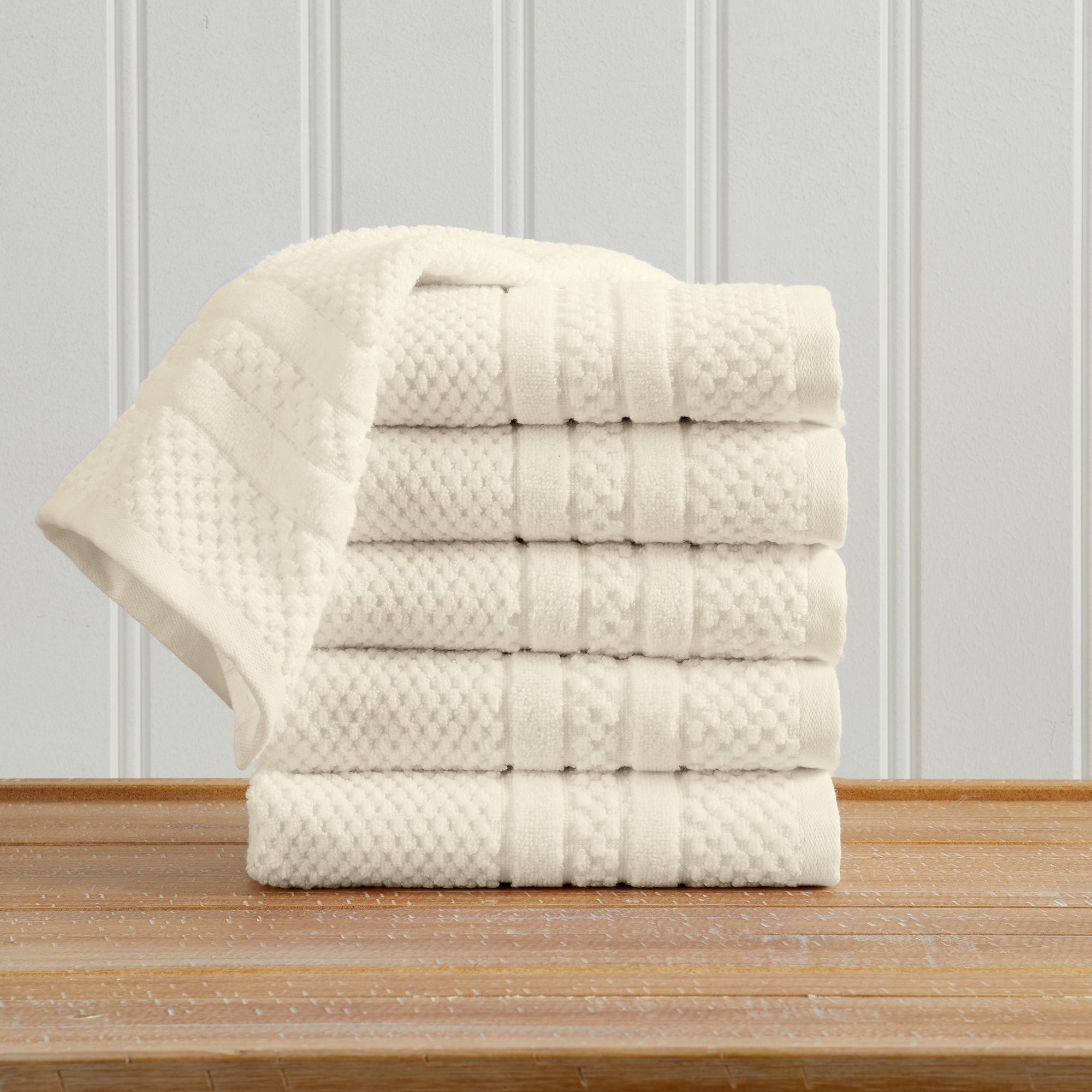 Checkered Jacquard Bath Towel Set — Modern Woven Texture | Solid Color