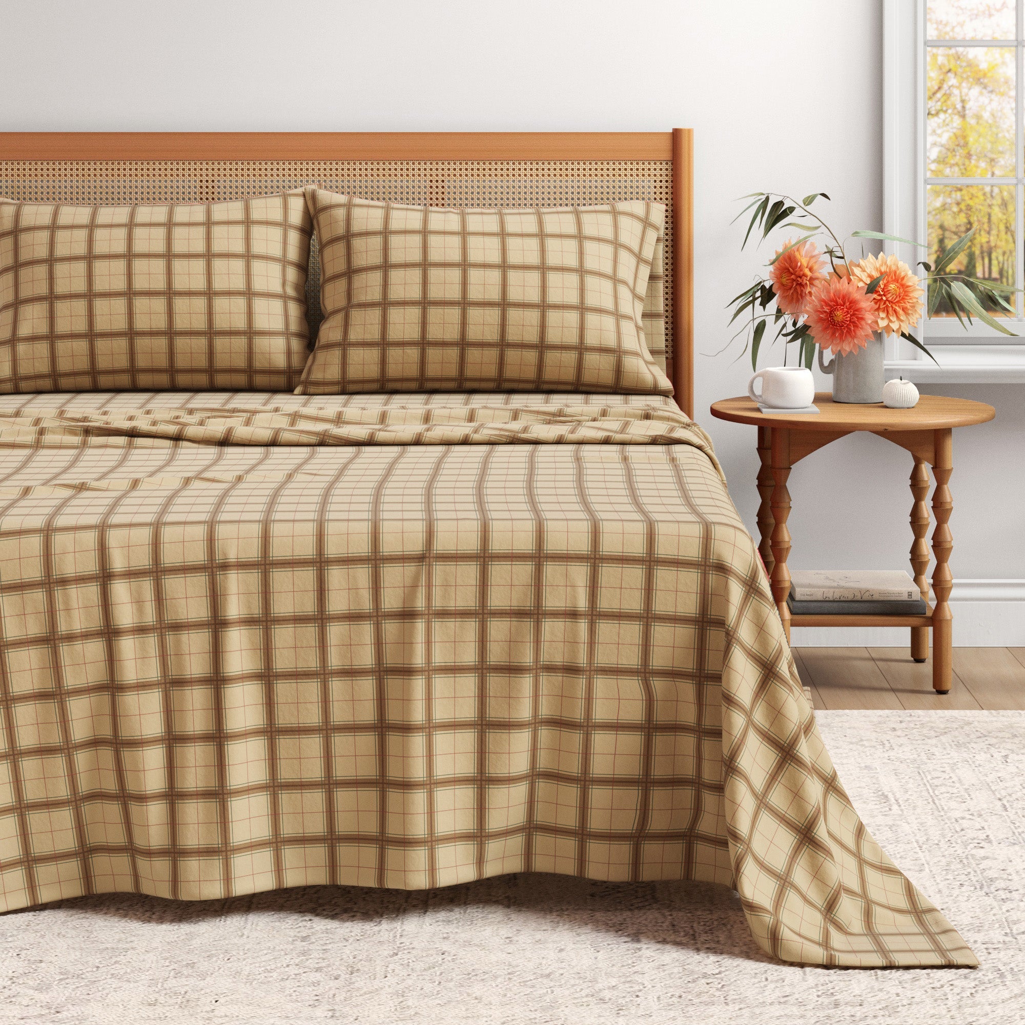 Turkish Cotton Flannel Sheet Set — Plaid & Stripe, Double-Brushed | OEKO-TEX® Certified