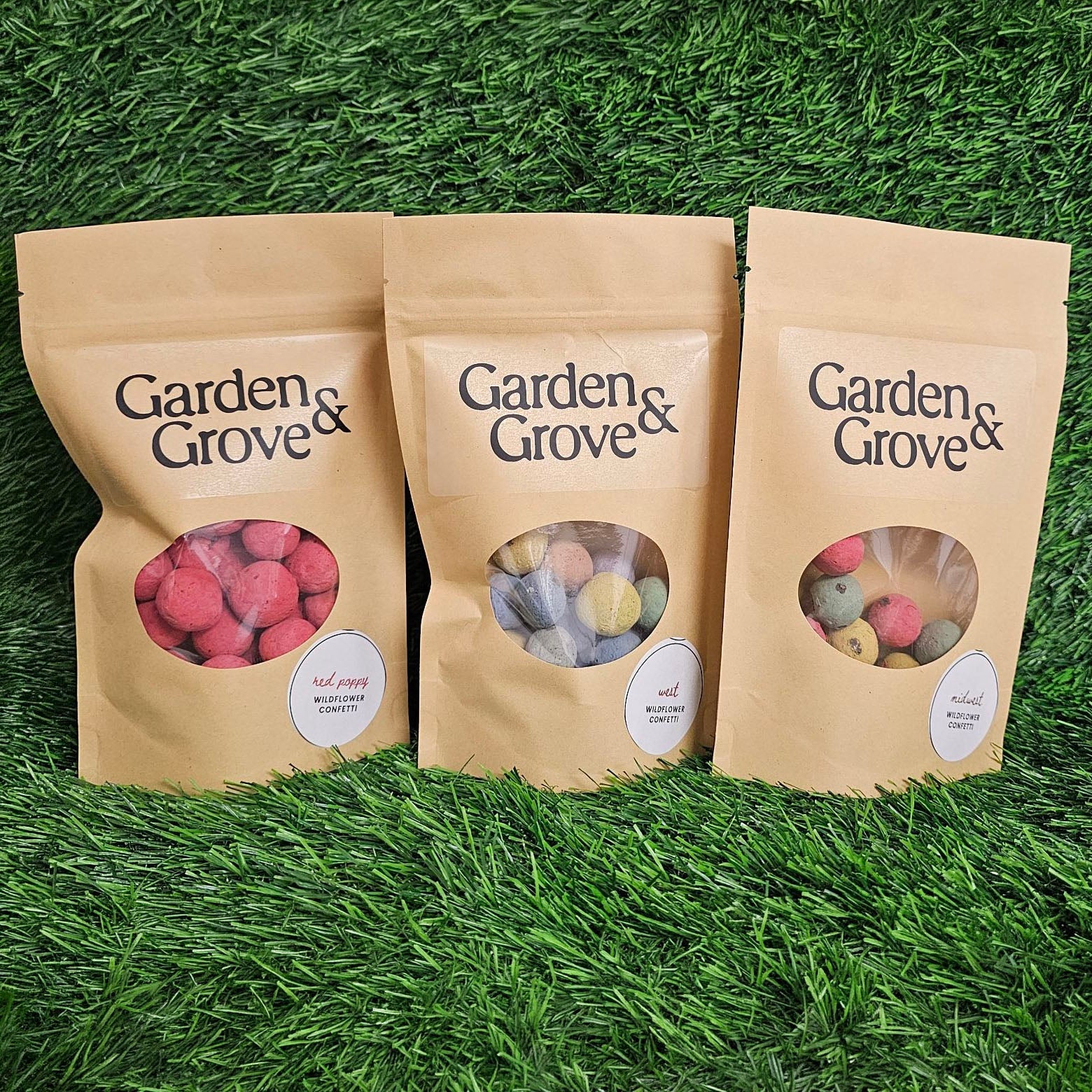 Three Garden & Grove packages on grass