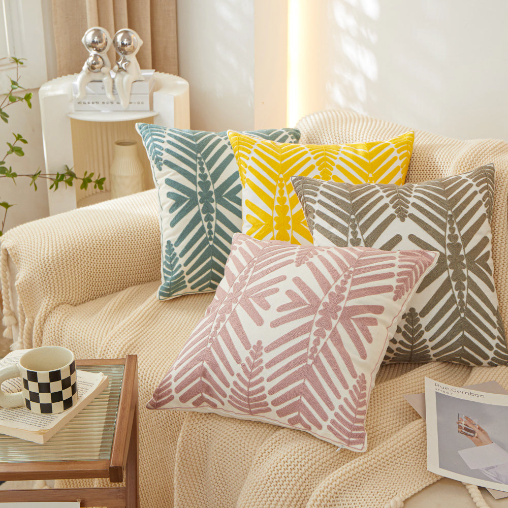 Botanical Print Throw Pillow with Insert – 18”x18” Decorative Accent Pillow