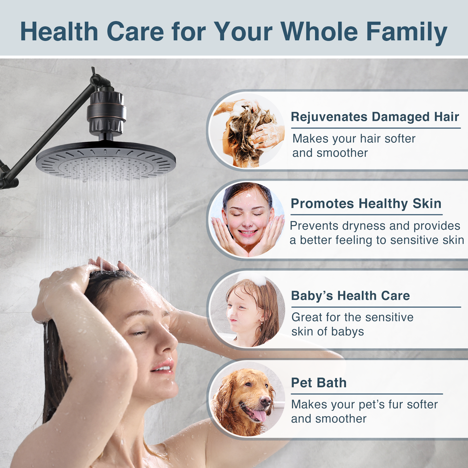 Universal Shower Head Filter | 4-in-1 Filtration | Chlorine & Heavy Metal Removal