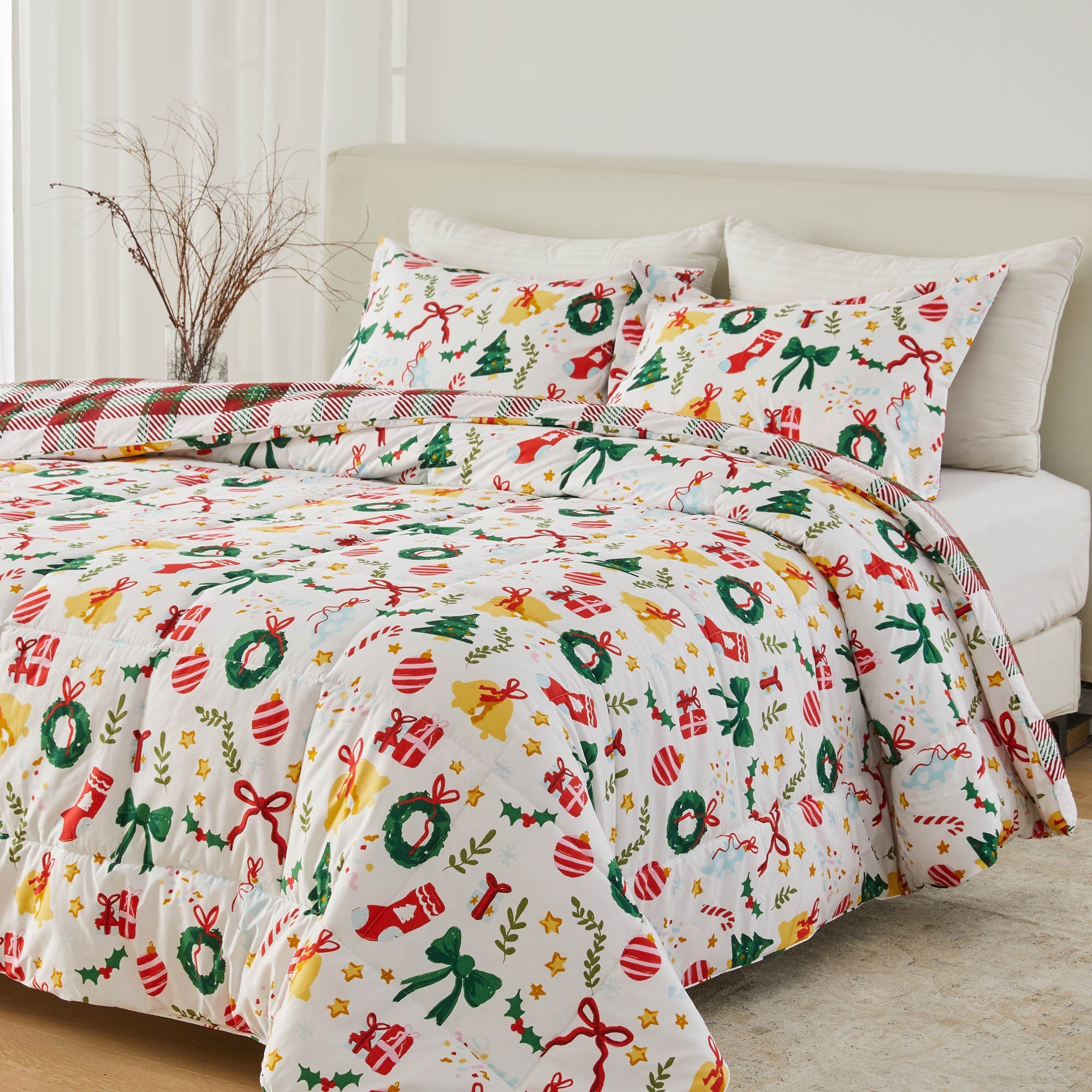 Reversible Comforter Set — Brushed Microfiber, Down Alternative Fill | Two Looks in One