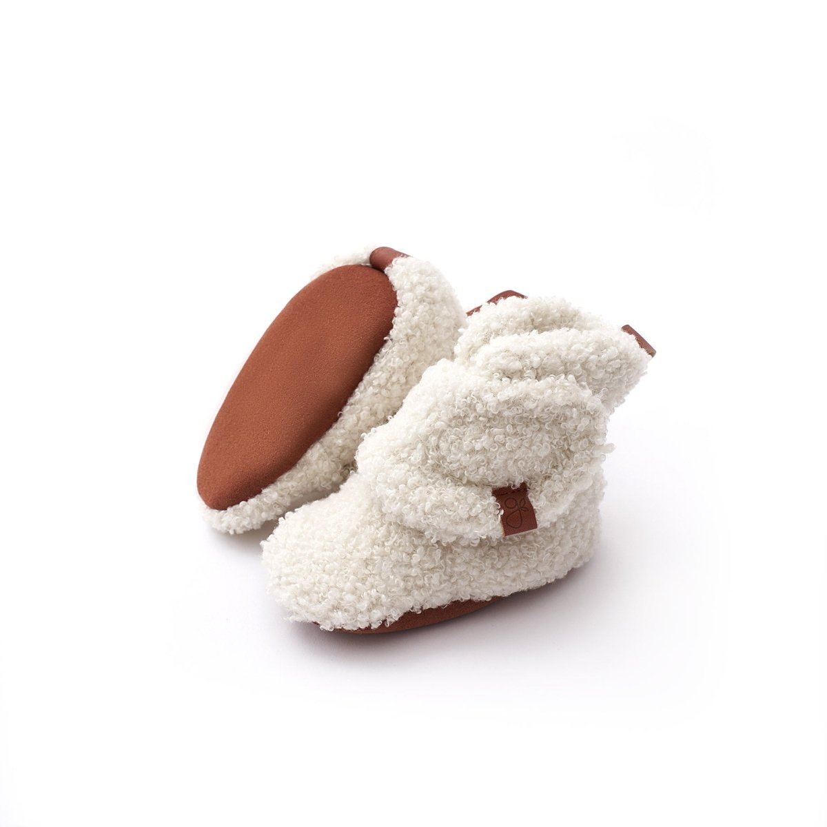 Goumi Stay-On Sherpa Baby Boots | Alabaster | Bamboo & Organic Cotton | 0–24M