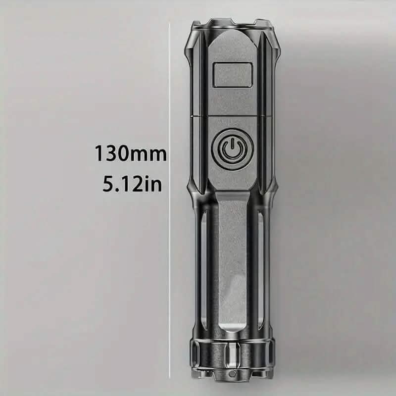Telescopic Zoom Flashlight – USB Rechargeable, Dimmable LED