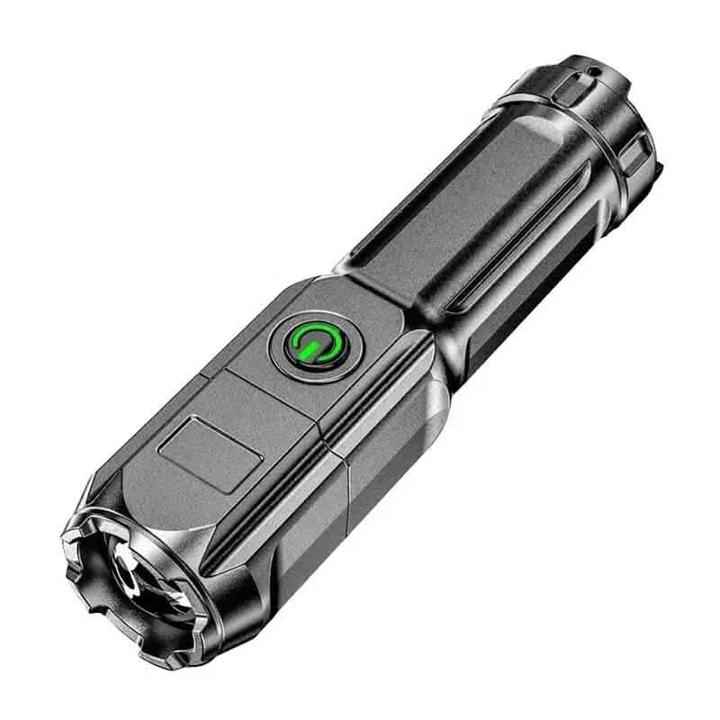 Telescopic Zoom Flashlight – USB Rechargeable, Dimmable LED