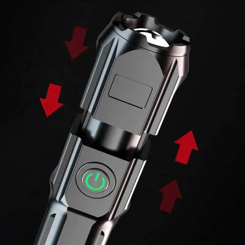 Telescopic Zoom Flashlight – USB Rechargeable, Dimmable LED