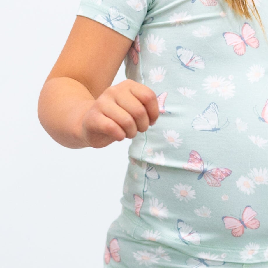 Minz-Schmetterling Gänseblümchen Bambus Sommer Schlafanzug-Set