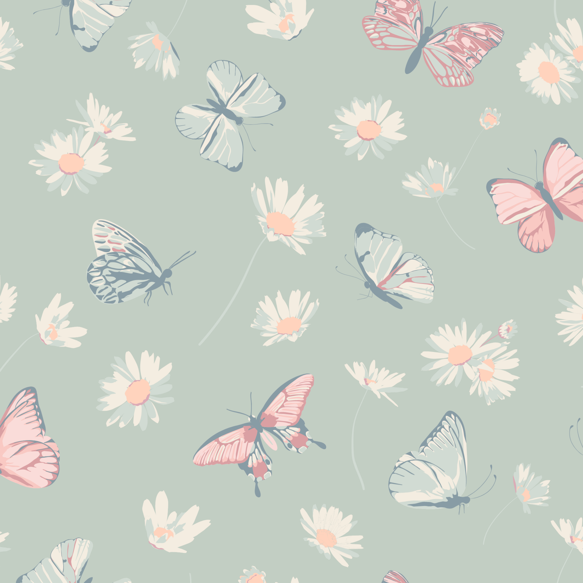 Minz-Schmetterling Gänseblümchen Bambus Sommer Schlafanzug-Set
