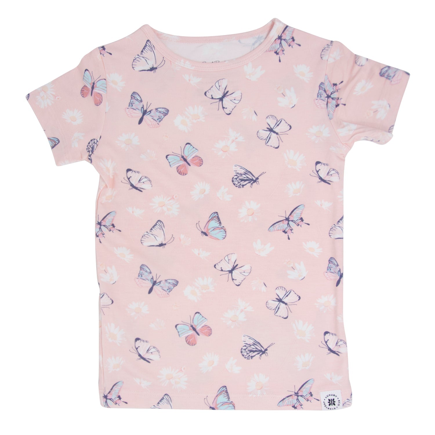 Pink Butterfly Daisy Bamboo Summer Pajama Set