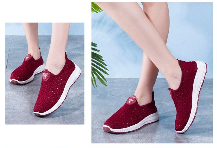 Women's Breathable Mesh Slip-On Sneakers | Lightweight Summer Flats | Espadrille Style