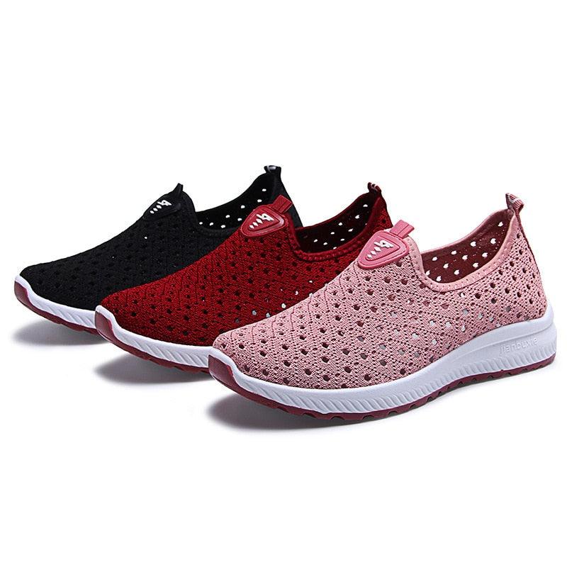 Women's Breathable Mesh Slip-On Sneakers | Lightweight Summer Flats | Espadrille Style