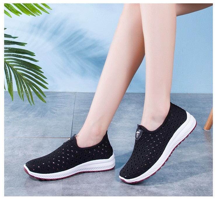 Women's Breathable Mesh Slip-On Sneakers | Lightweight Summer Flats | Espadrille Style