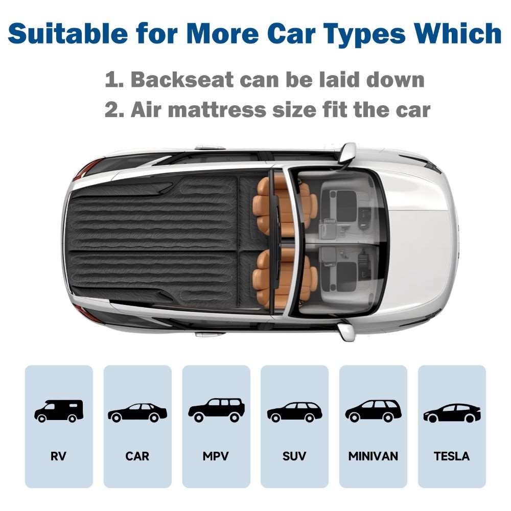 Umbrauto SUV Air Mattress 1.0 — Inflatable Car Camping Bed, Black