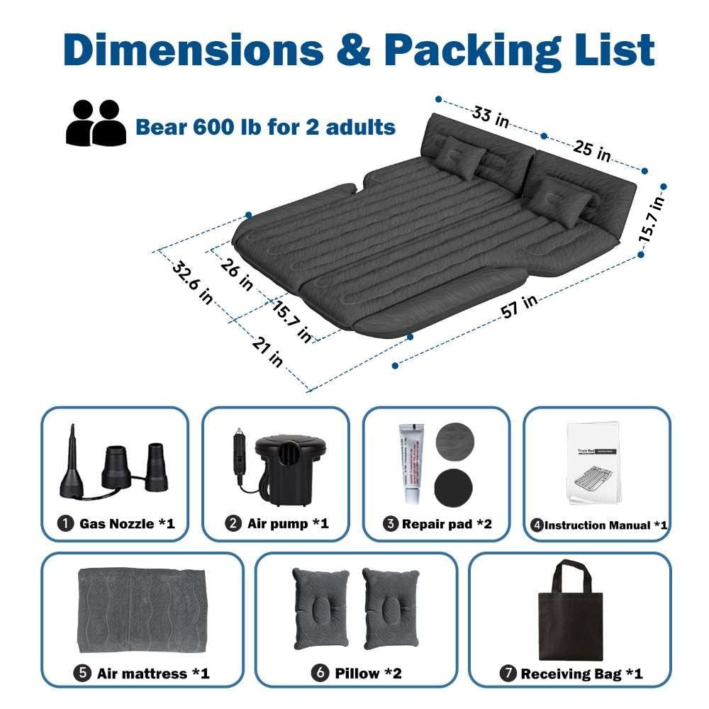 Umbrauto SUV Air Mattress 1.0 — Inflatable Car Camping Bed, Black