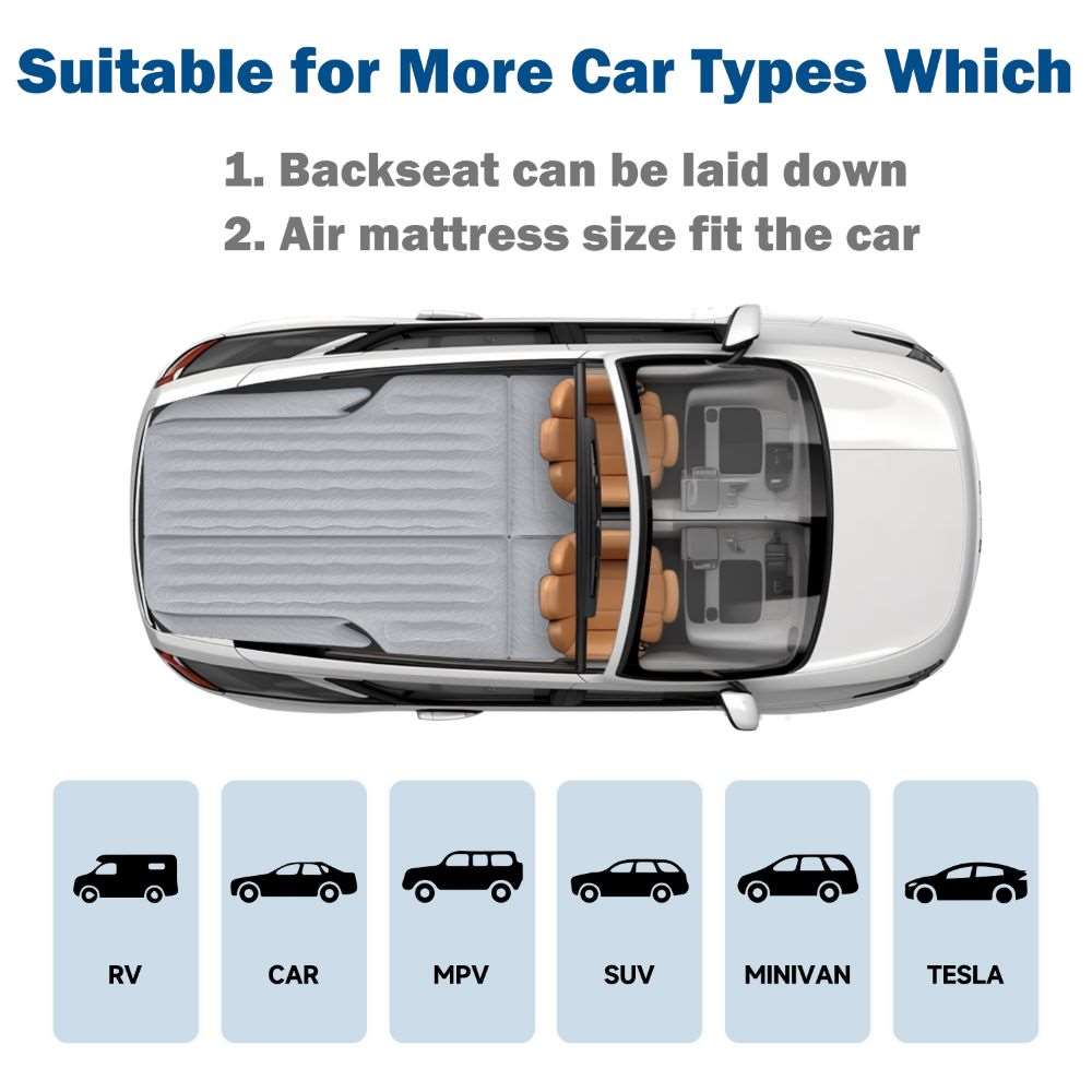 Umbrauto SUV Air Mattress 1.0 — Inflatable Car Camping Bed, Gray