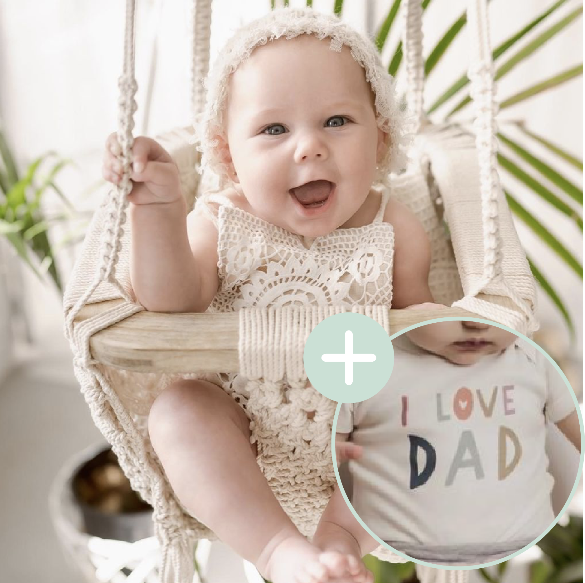 Macrame Baby Swing + Love Dad Bodysuit Bundle – Organic Cotton Gift Set