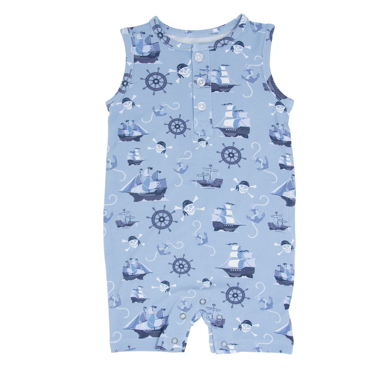 Baby Boy Pirate Ships Tank Romper — Pirates Ahoy | Sweet Bamboo