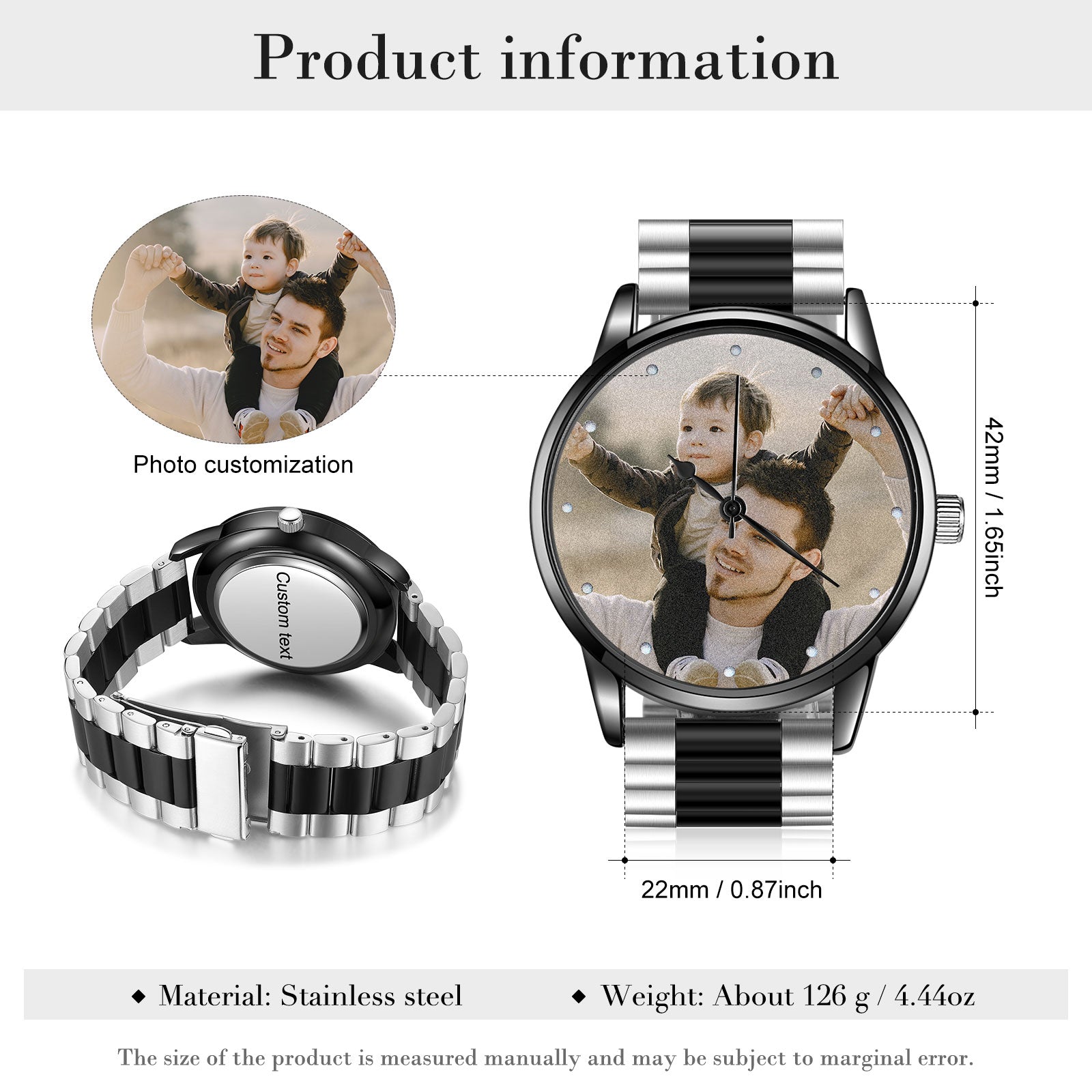 Personalized Men's Custom Photo Watch with Engraving