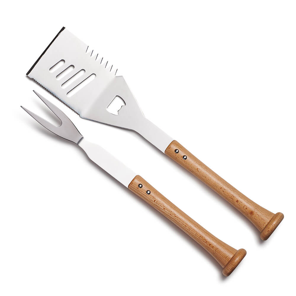 Baseball BBQ Turn Two Combo Set – Bat Handle Spatula & Fork Grill Tools