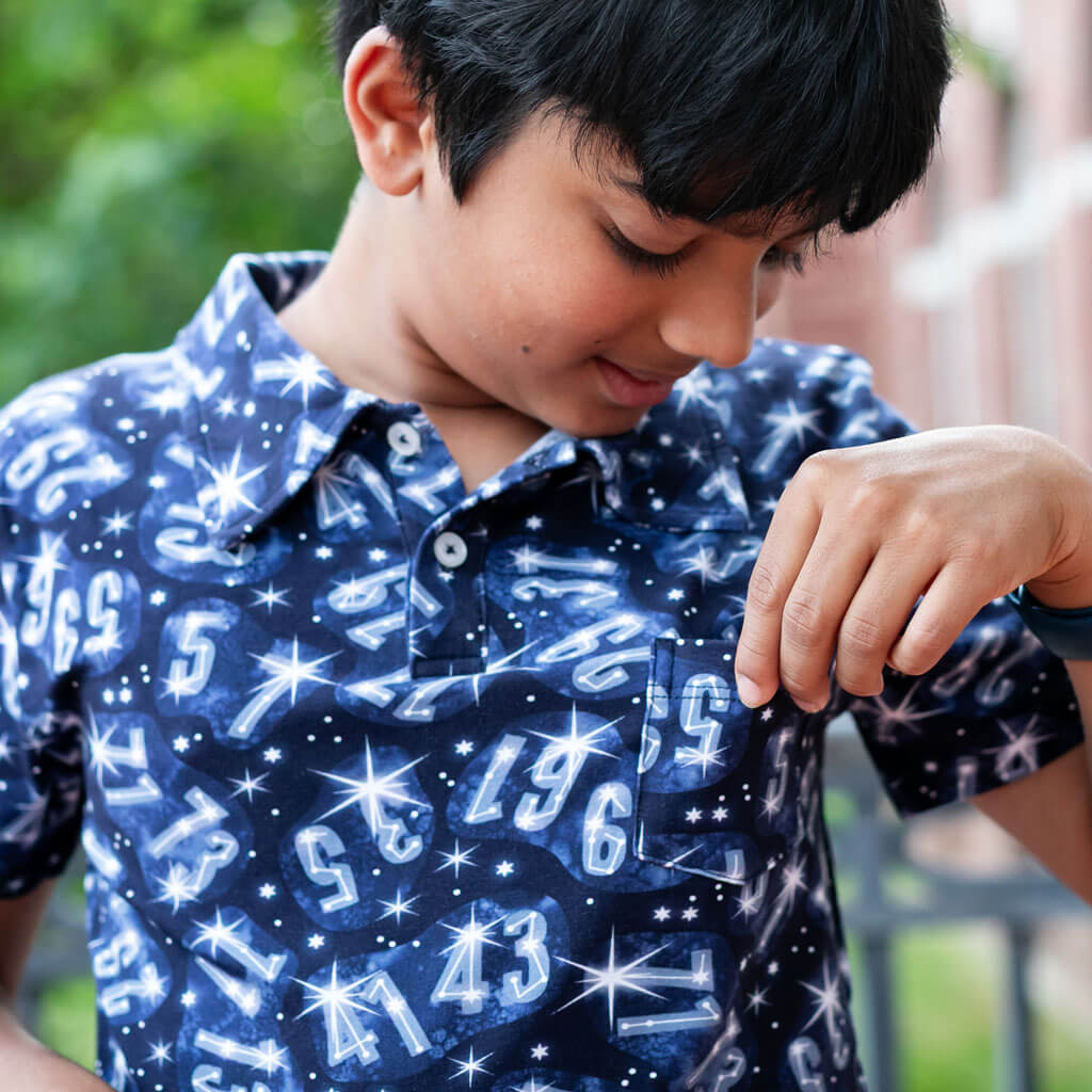 Kinder Twin Prime Numbers Polo-Shirt | Marineblau | 95 % Baumwolle | Größen 2T–12