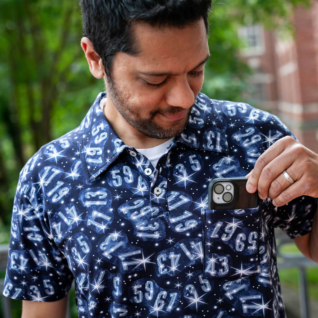 Twin Prime Numbers Constellation Polo Shirt | Navy | 95% Cotton | XS–3XL