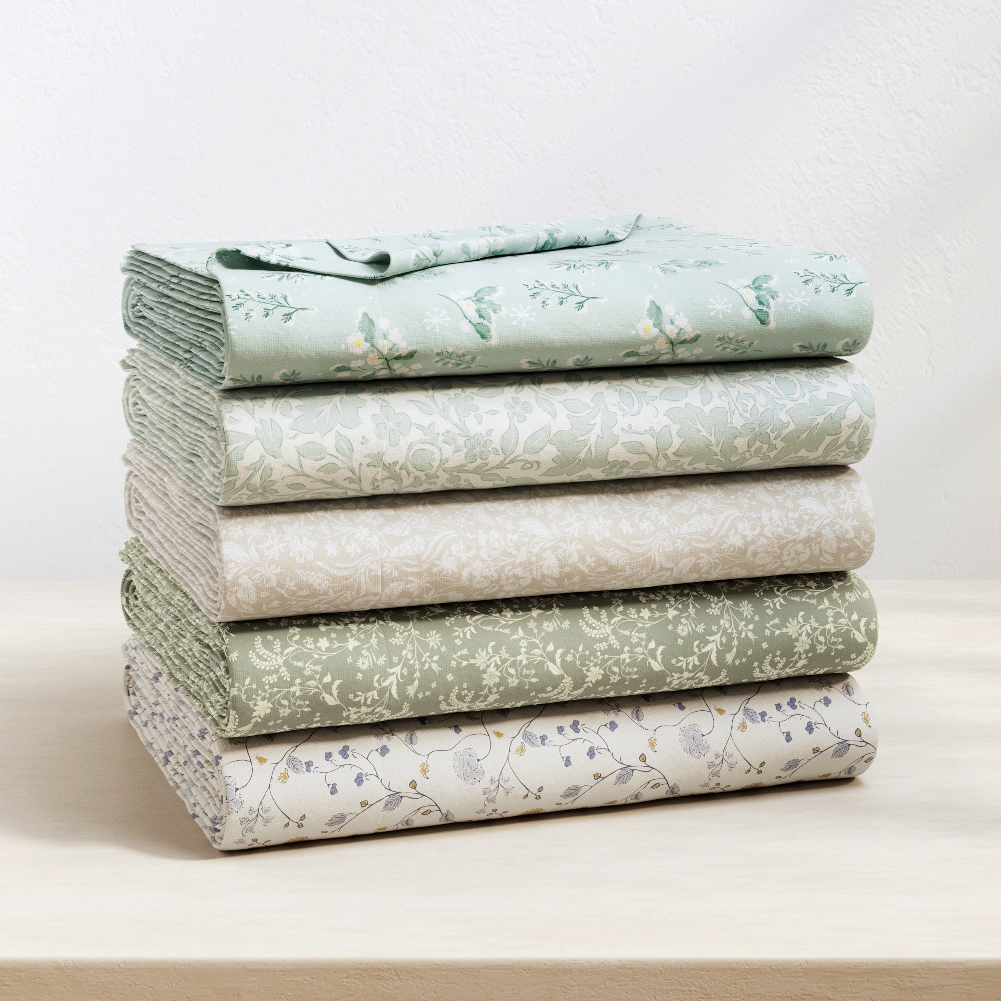 Turkish Cotton Flannel Sheet Set — Double-Brushed, Floral Print | OEKO-TEX® Certified