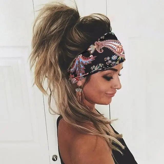 Printed Cross Turban Headband | Soft Knotted Hair Wrap for Women | 38 Prints