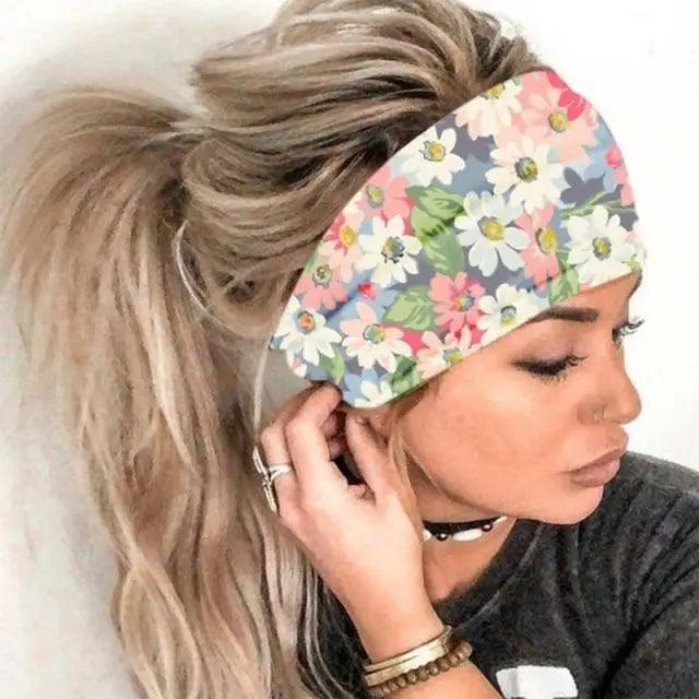 Printed Cross Turban Headband | Soft Knotted Hair Wrap for Women | 38 Prints