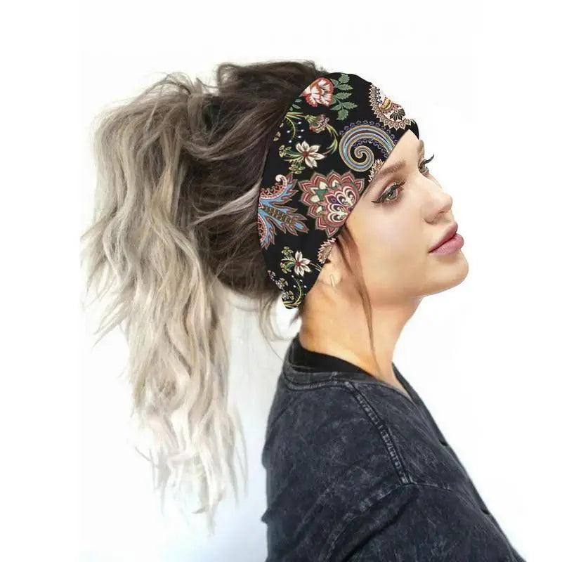 Printed Cross Turban Headband | Soft Knotted Hair Wrap for Women | 38 Prints