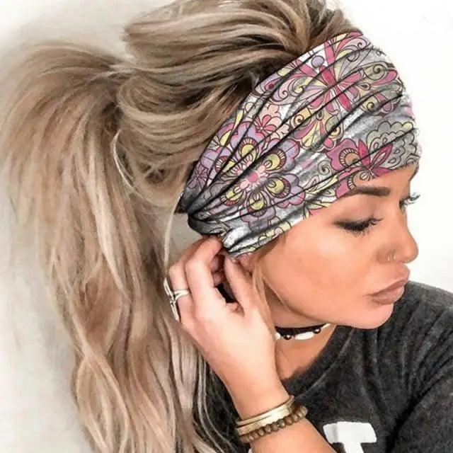 Printed Cross Turban Headband | Soft Knotted Hair Wrap for Women | 38 Prints
