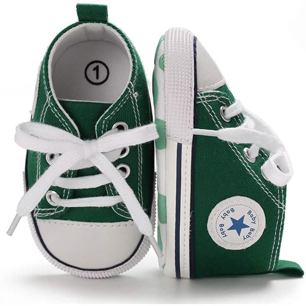 Unisex High-Top Denim-Sneaker für Babys | Rutschfeste Sohle | 10 Farben | 0–18 Monate