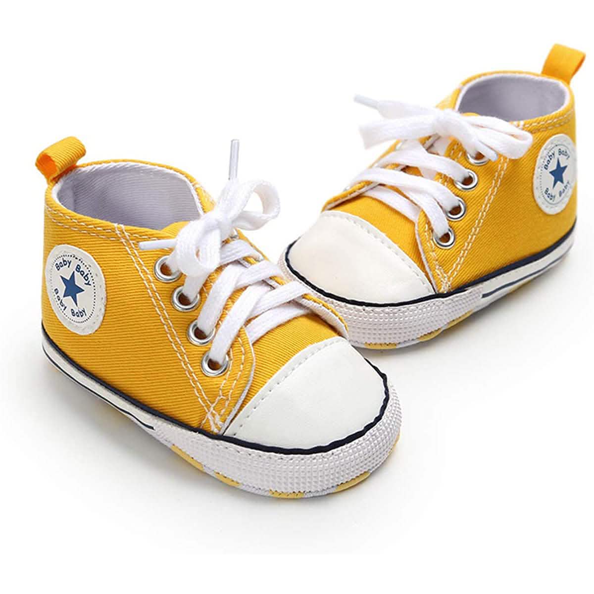 Unisex High-Top Denim-Sneaker für Babys | Rutschfeste Sohle | 10 Farben | 0–18 Monate