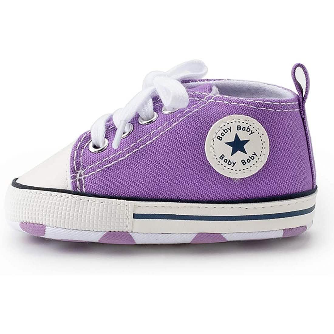 Unisex High-Top Denim-Sneaker für Babys | Rutschfeste Sohle | 10 Farben | 0–18 Monate