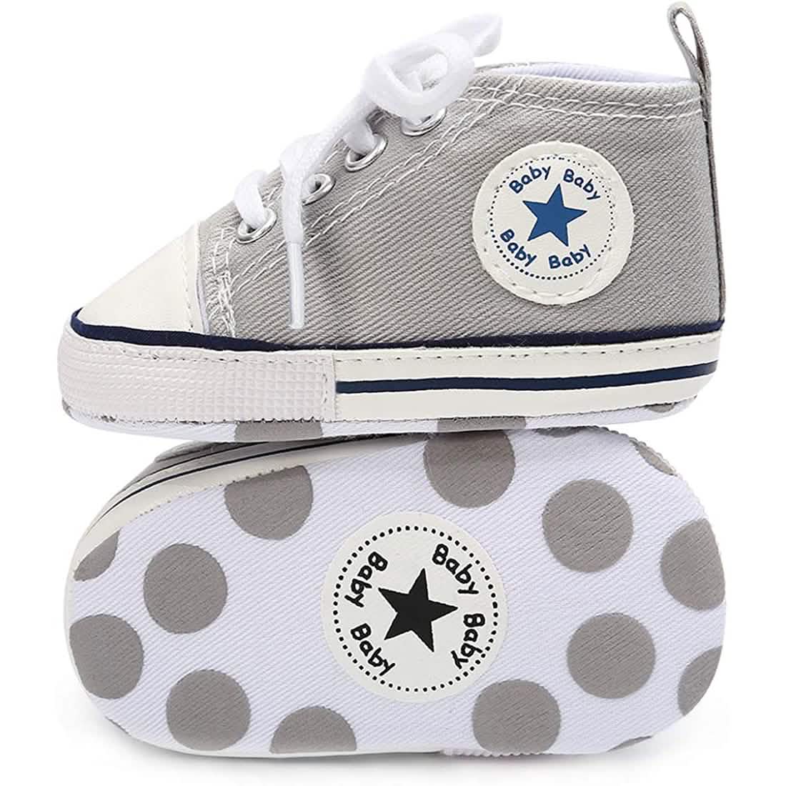 Unisex High-Top Denim-Sneaker für Babys | Rutschfeste Sohle | 10 Farben | 0–18 Monate