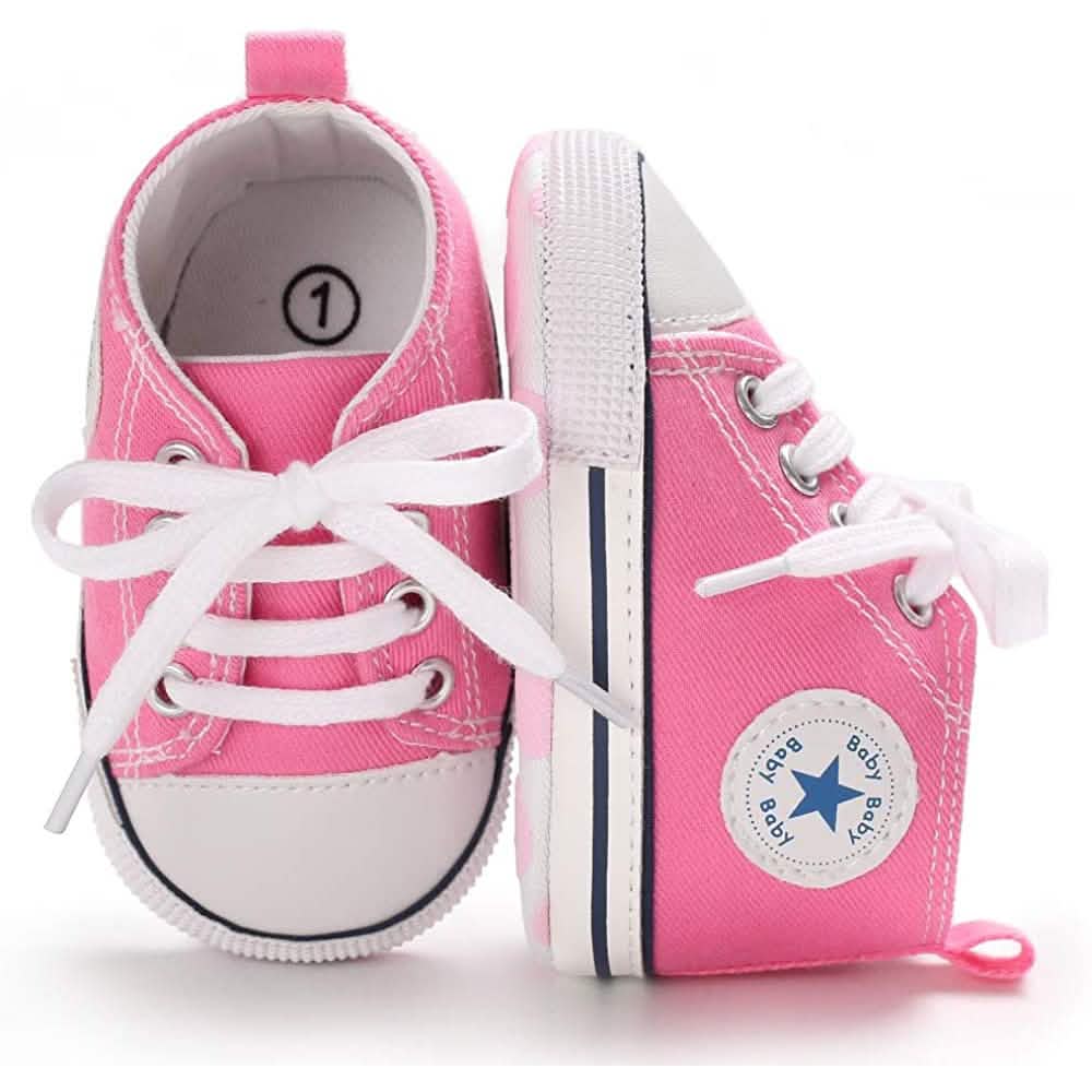 Unisex High-Top Denim-Sneaker für Babys | Rutschfeste Sohle | 10 Farben | 0–18 Monate
