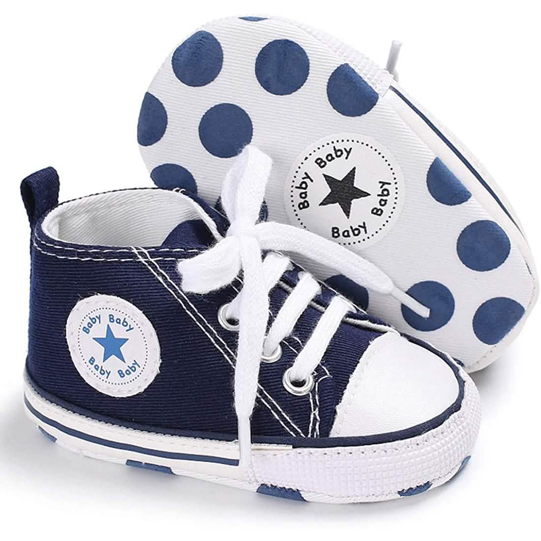 Unisex Infant High Top Denim Sneaker | Anti-Slip Sole | 10 Colors | 0–18 Months