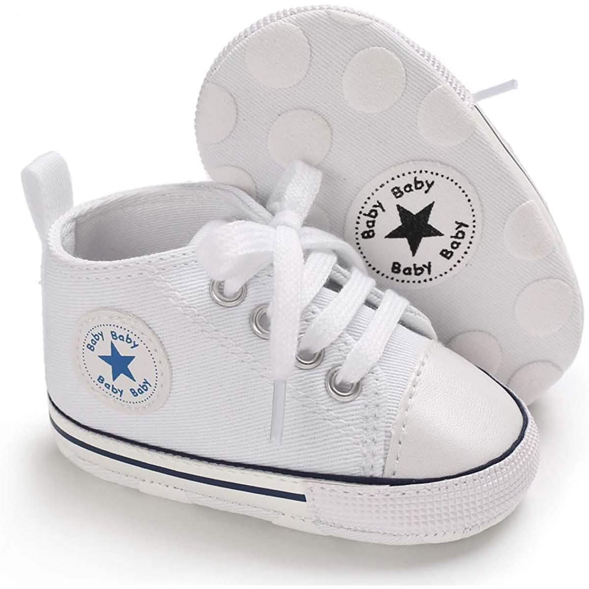 Unisex High-Top Denim-Sneaker für Babys | Rutschfeste Sohle | 10 Farben | 0–18 Monate
