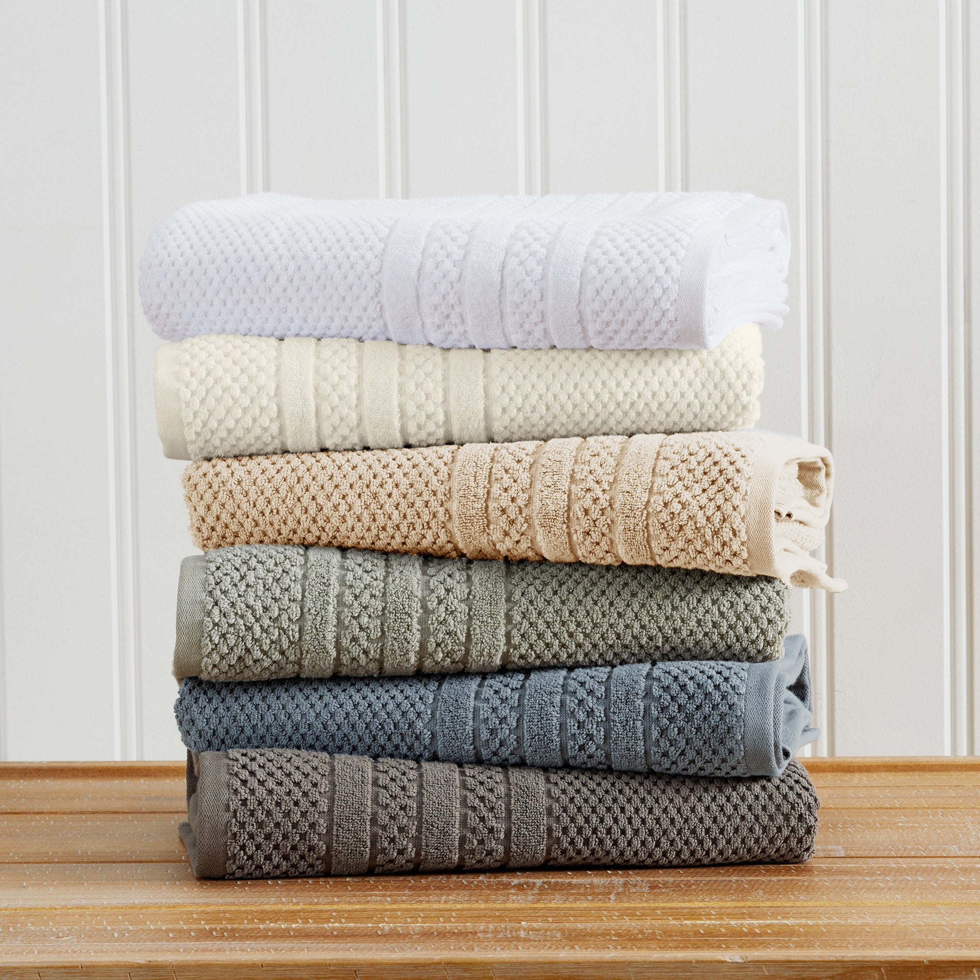 Checkered Jacquard Bath Towel Set — Modern Woven Texture | Solid Color