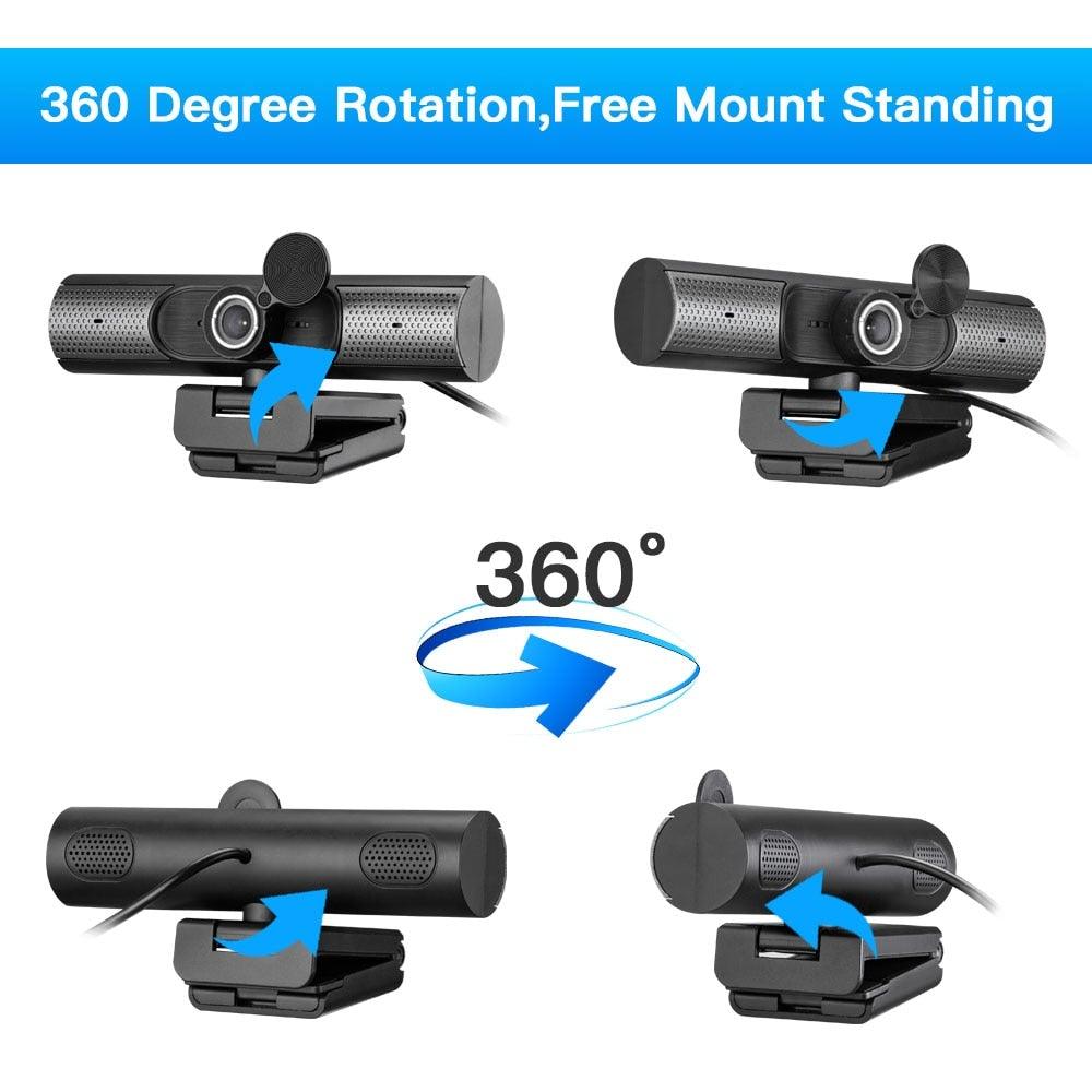 Webcam with 360-degree rotation feature on a white background