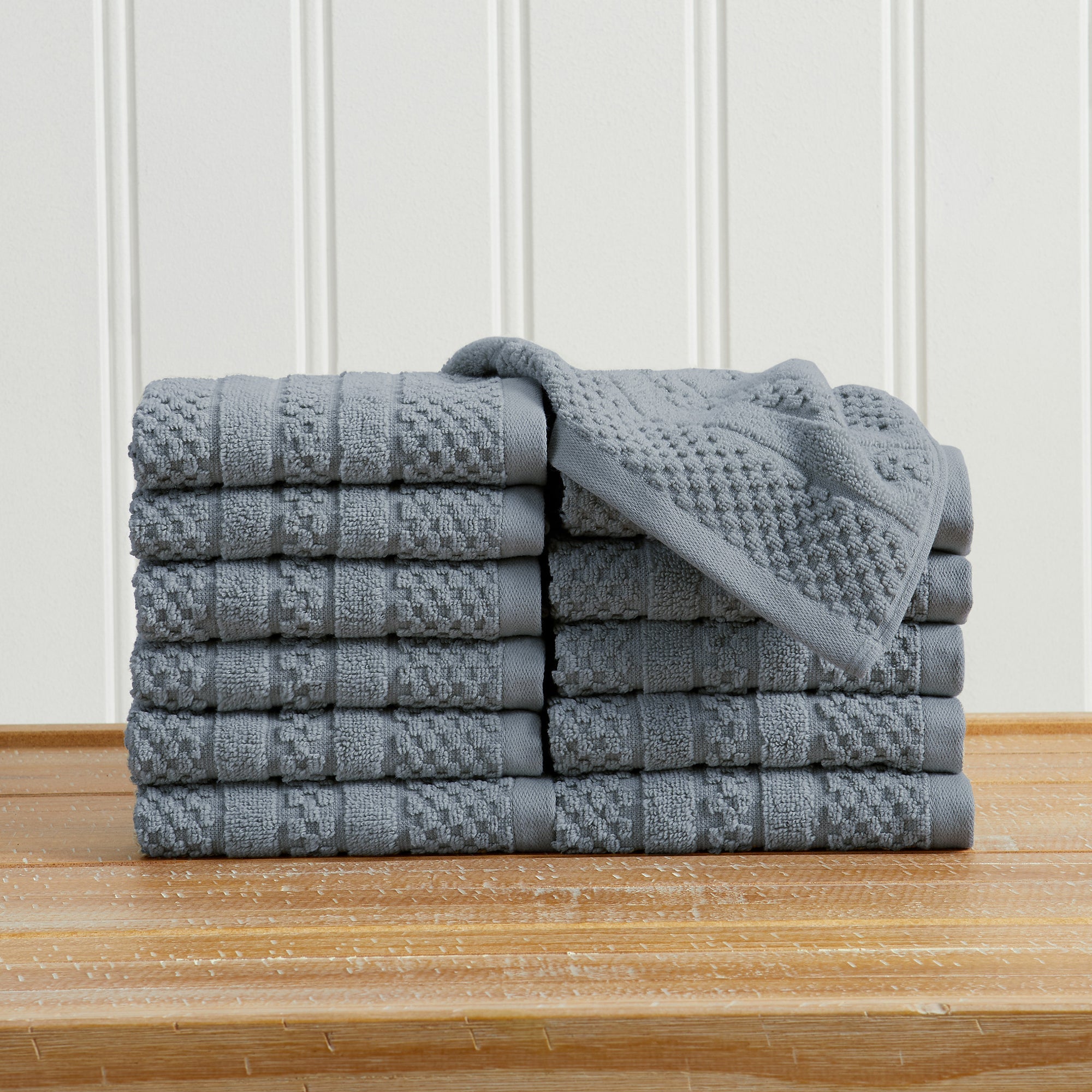 Checkered Jacquard Bath Towel Set — Modern Woven Texture | Solid Color