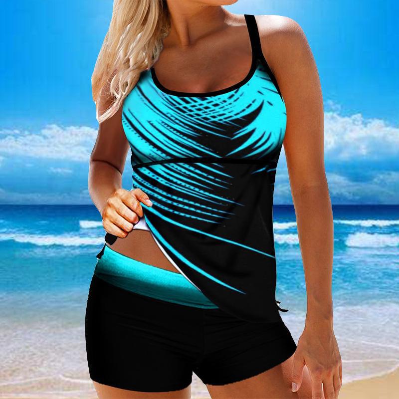 V-Neck Crisscross Back 2-Piece Swimsuit | High-Waist, UPF 50+, Removable Padding