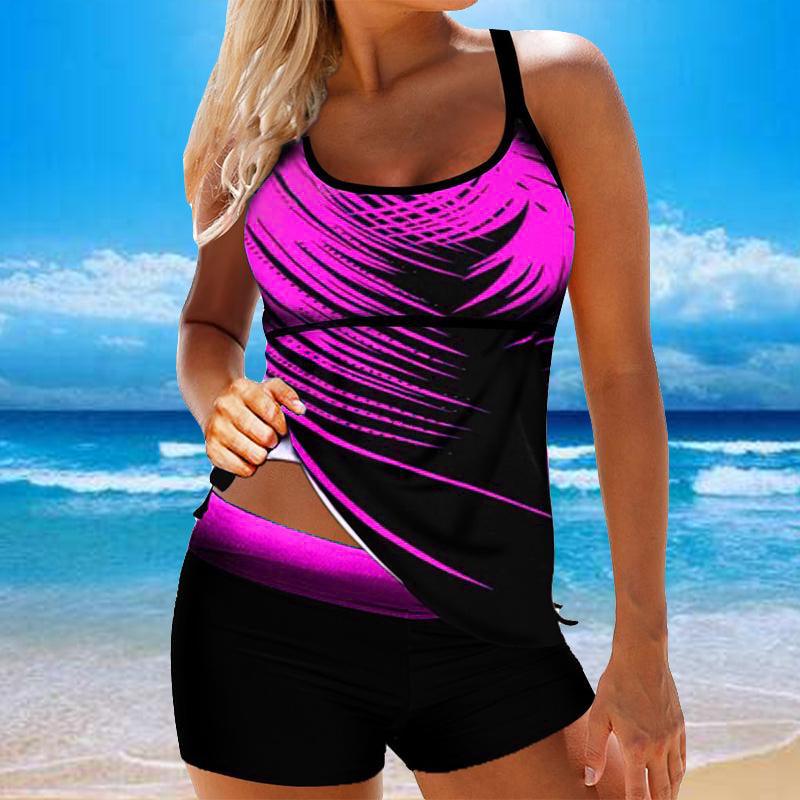 V-Neck Crisscross Back 2-Piece Swimsuit | High-Waist, UPF 50+, Removable Padding