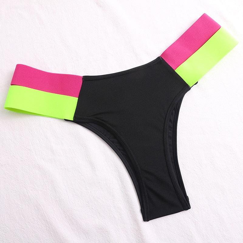 Women's Neon Patchwork Push-Up Bikini Set | 2-Piece Cutout Swimsuit | STEVVEX Fashion