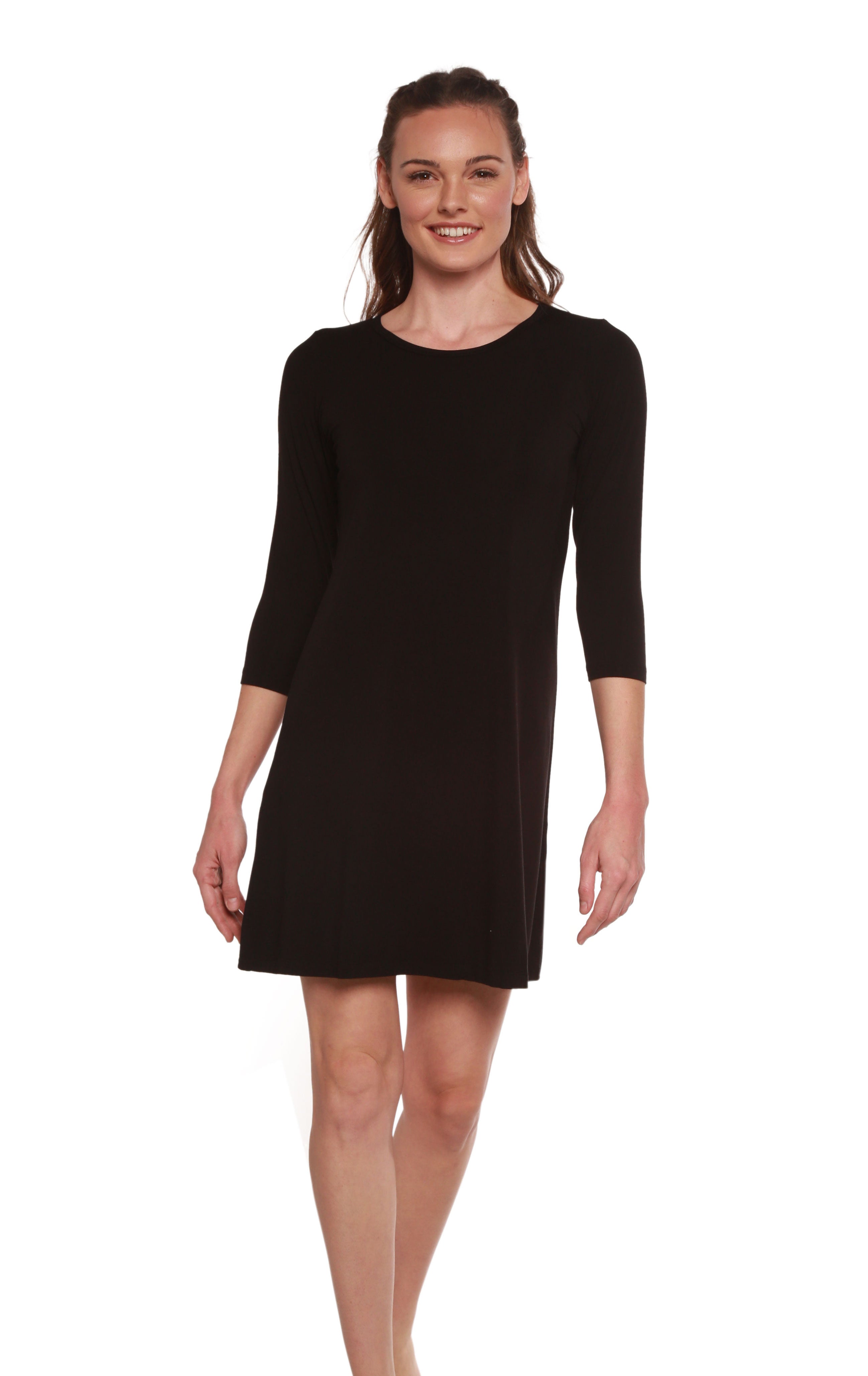 Women's Little Black Dress | 95% Bamboo Viscose | Knee-Length, Elbow Sleeves | S–XL