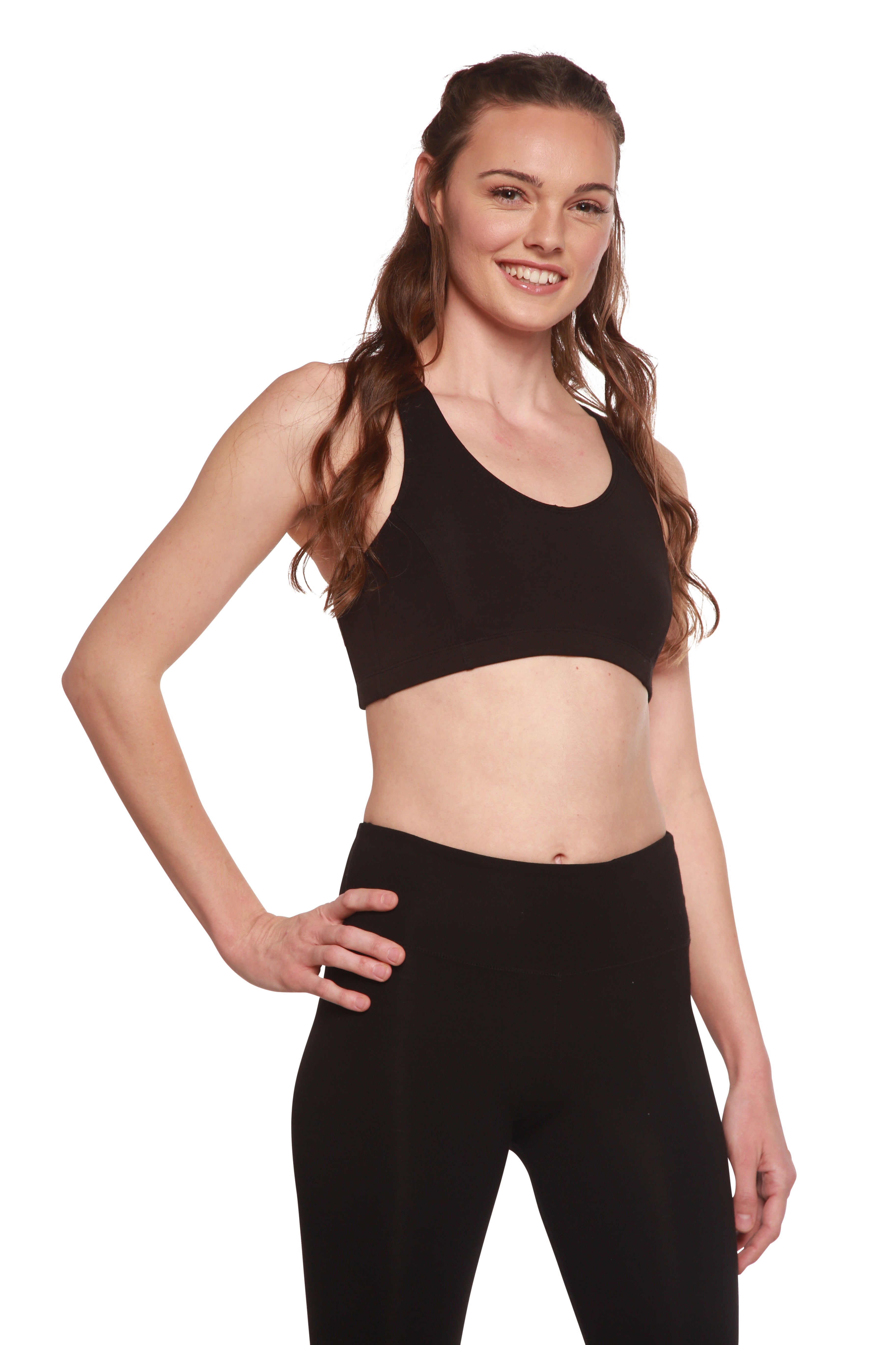 Women's Bamboo Padded Sports Bra in Black